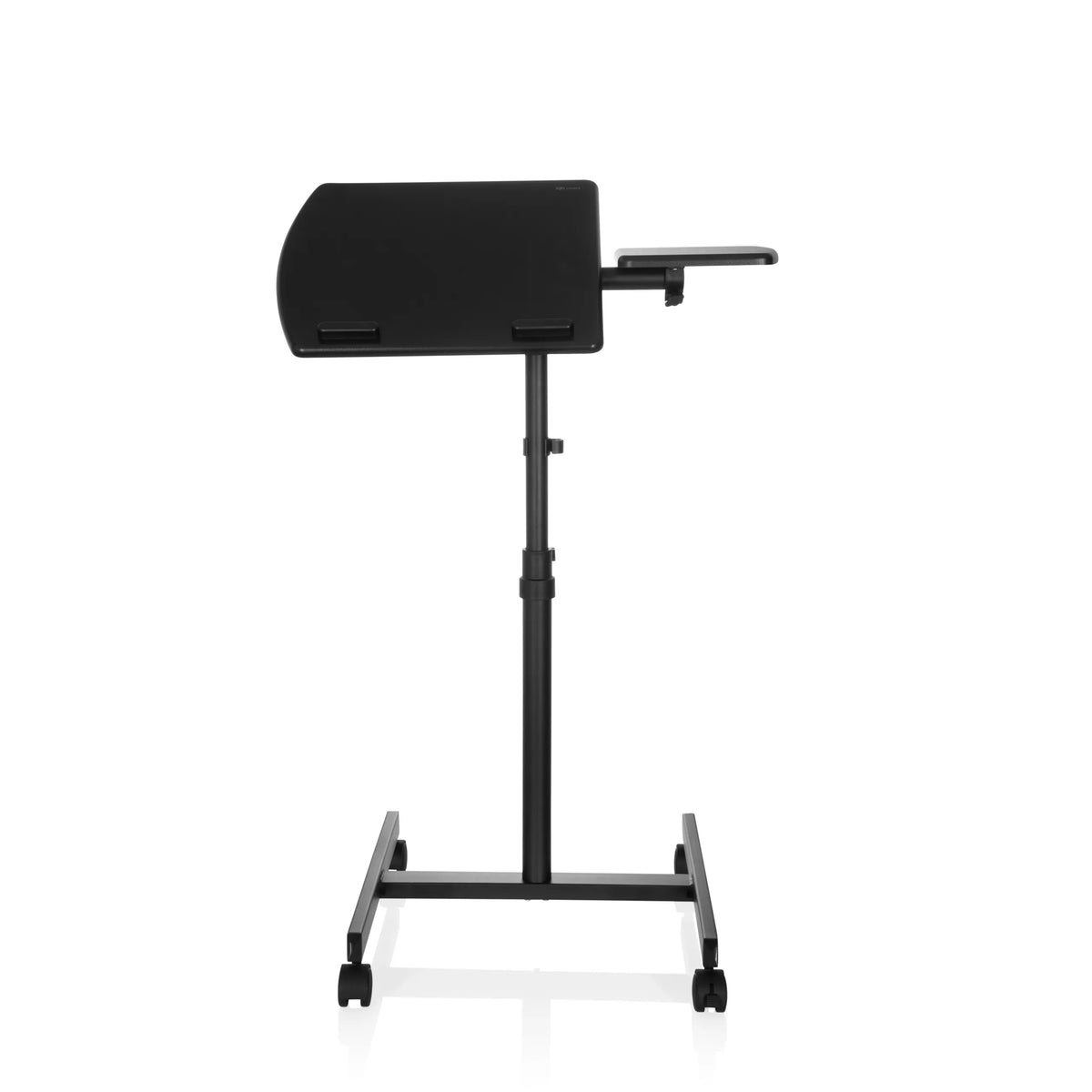 Zwart Zit- Sta bureau VM-SL met legplank en U-vormig onderstel op wielen van hjh OFFICE – 360-gradenweergave (vooraanzicht 0°)