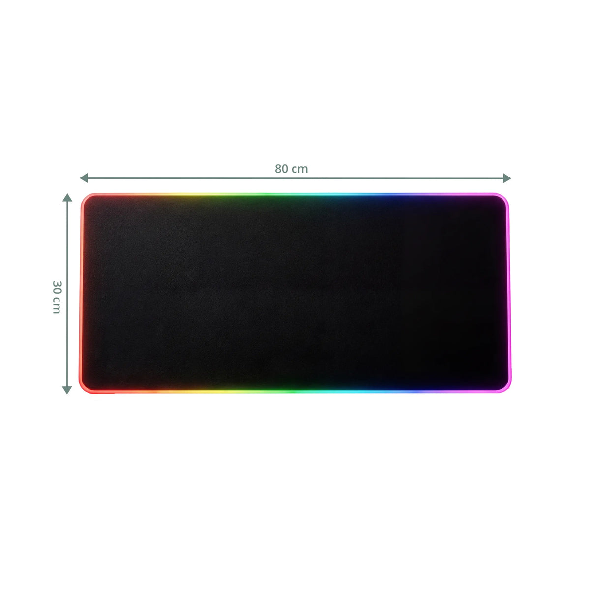 Maattekening van de Padflux Game Bureau Onderlegger in 80 × 30 cm met RGB-verlichting van hjh OFFICE