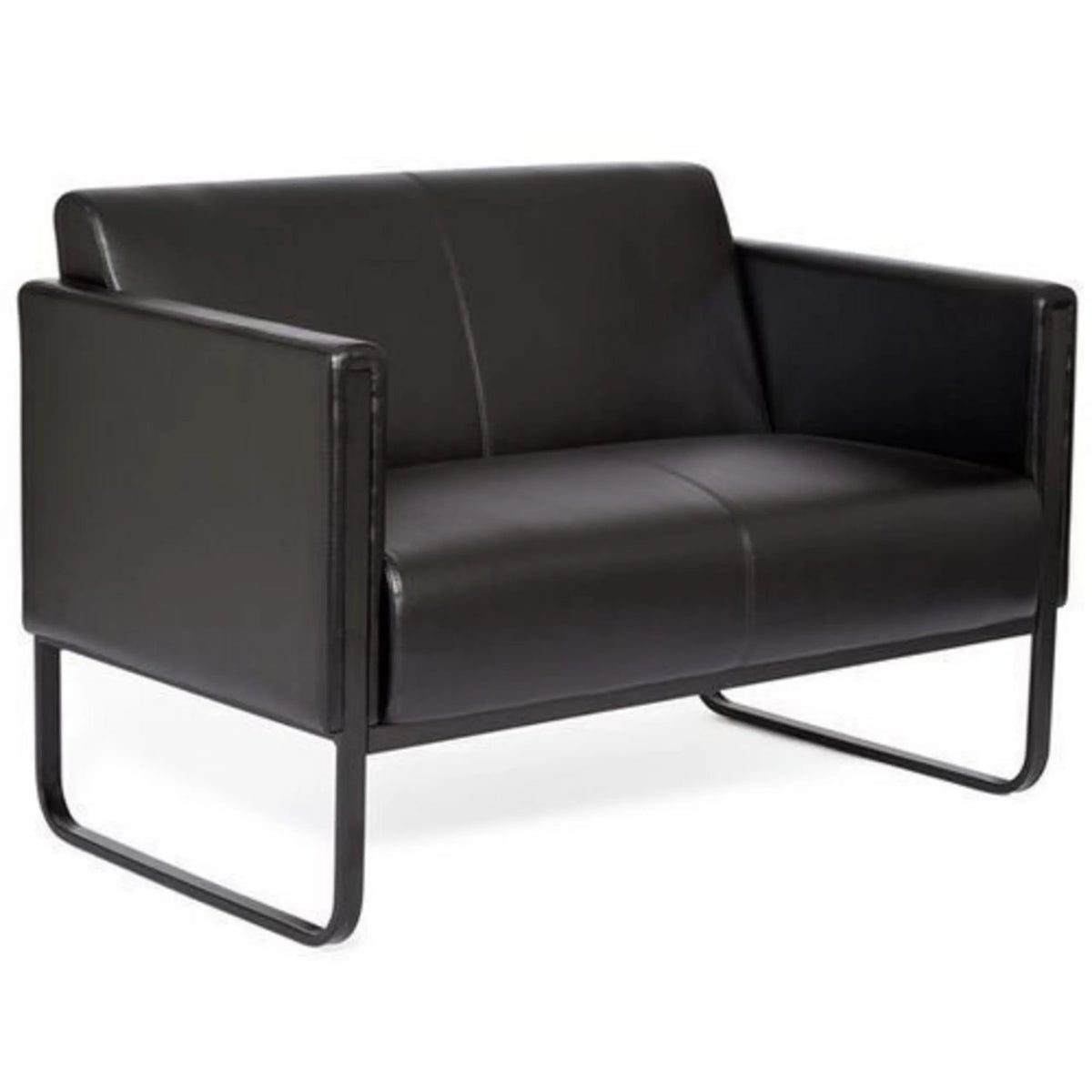 Zwarte lounge bank BALI BLACK als tweezitter met metalen frame van hjh OFFICE
