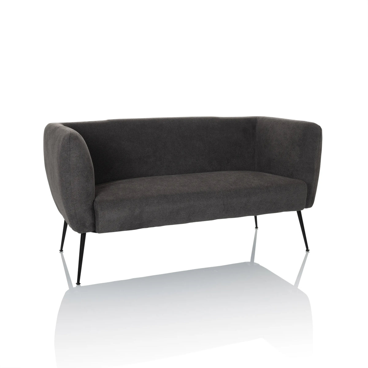 Grijze lounge bank HAYRIVER met slanke zwarte poten van hjh LIVING – 360-gradenweergave (vooraanzicht 15°)