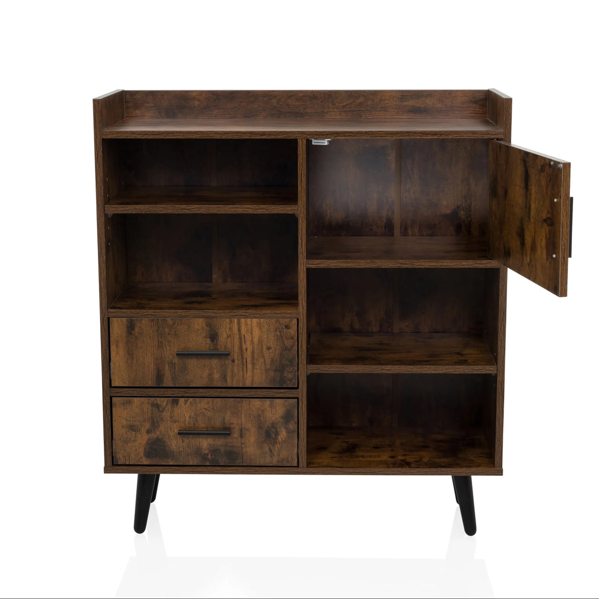 Commode MYRDAL in bruin en zwart met twee laden en een open vak van hjh LIVING