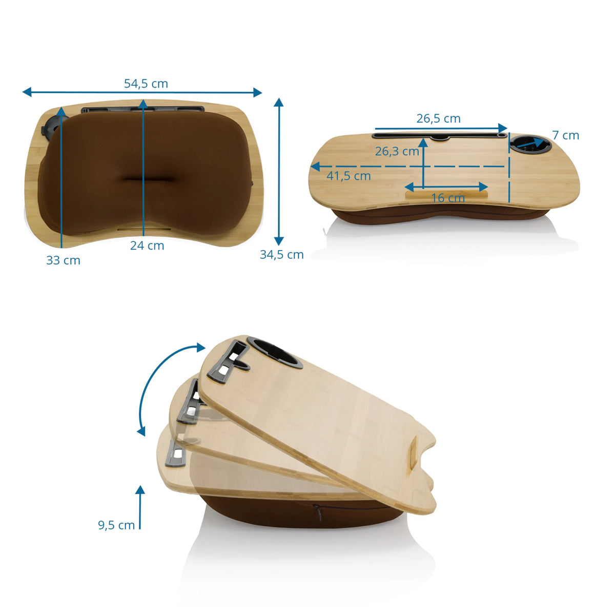 Maattekening van de Laptop onderzetter COMFILAP I van 54,5 × 34,5 cm in bruin van hjh OFFICE