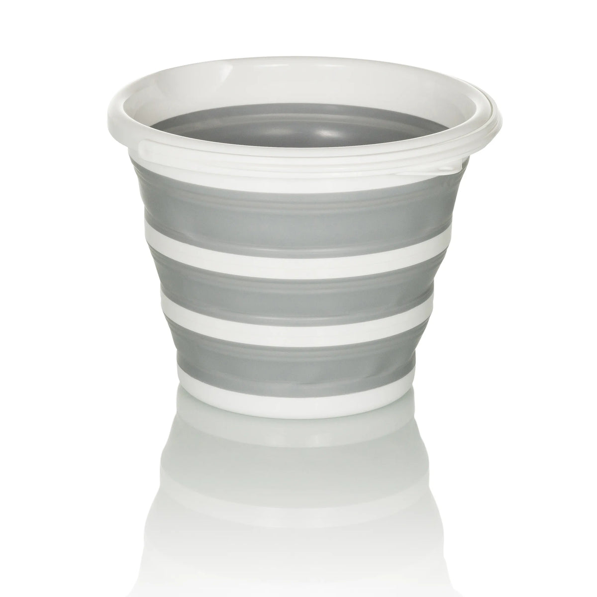 Grijs-witte Opvouwbare bak CLEAN SILR met vouwstructuur en witte rand van hjh OFFICE – 360-gradenweergave (achteraanzicht 180°)