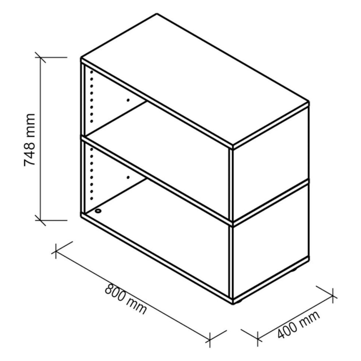 Technische tekening van de FlexWall behuizing van 800 × 400 mm van hjh OFFICE PRO