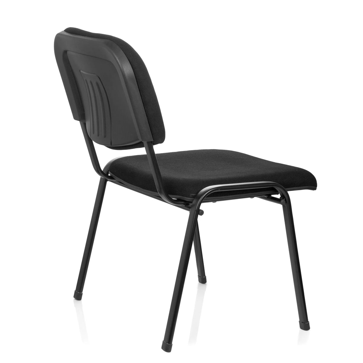 Zwarte Vierpotige stoel XT 600 XL met stoffering op zitvlak en rugleuning van hjh OFFICE – 360-gradenweergave (schuin achteraanzicht 120°)