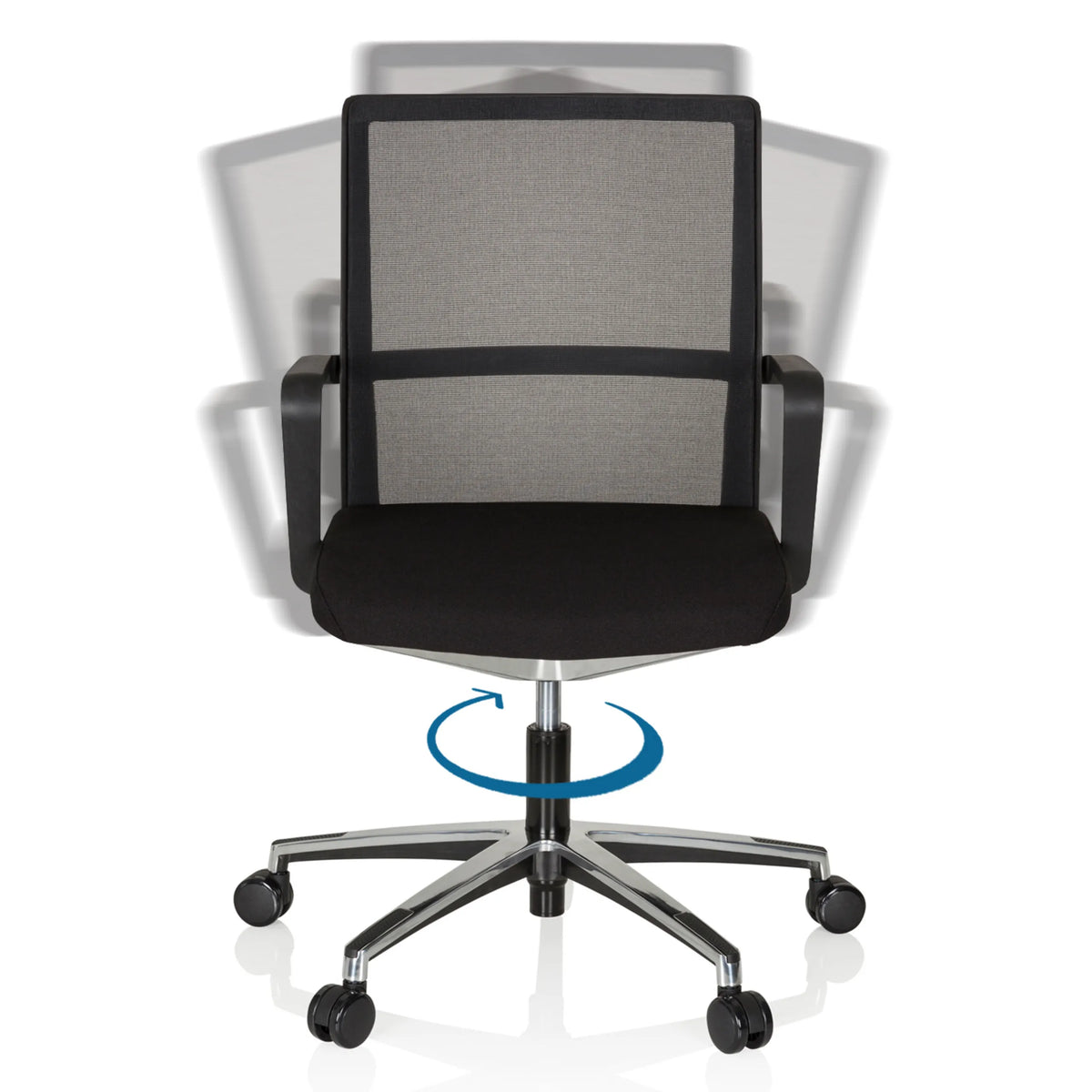 360-graden draaifunctie van de Professionele bureaustoel MOVE-TEC NET 3D in zwart van hjh OFFICE