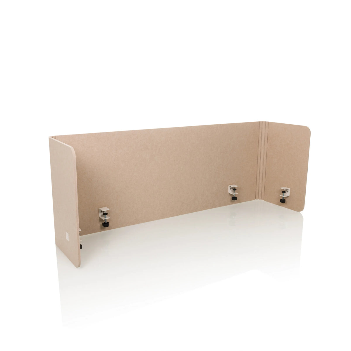 Beige Tafelverdeler FLEXMIUT U met zijvleugels en vier bevestigingsklemmen van hjh OFFICE – 360-gradenweergave (schuin vooraanzicht 30°)