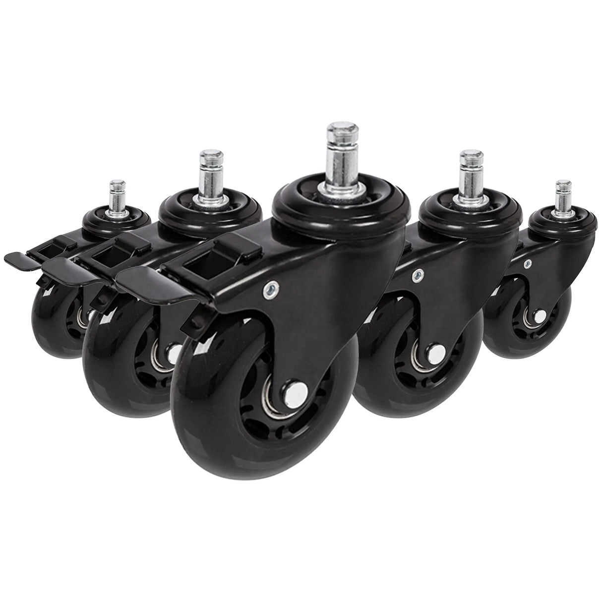 5x ROLO SKATE S 11mm/75mm met handrem | Harde bodem - Bureaustoelwielen