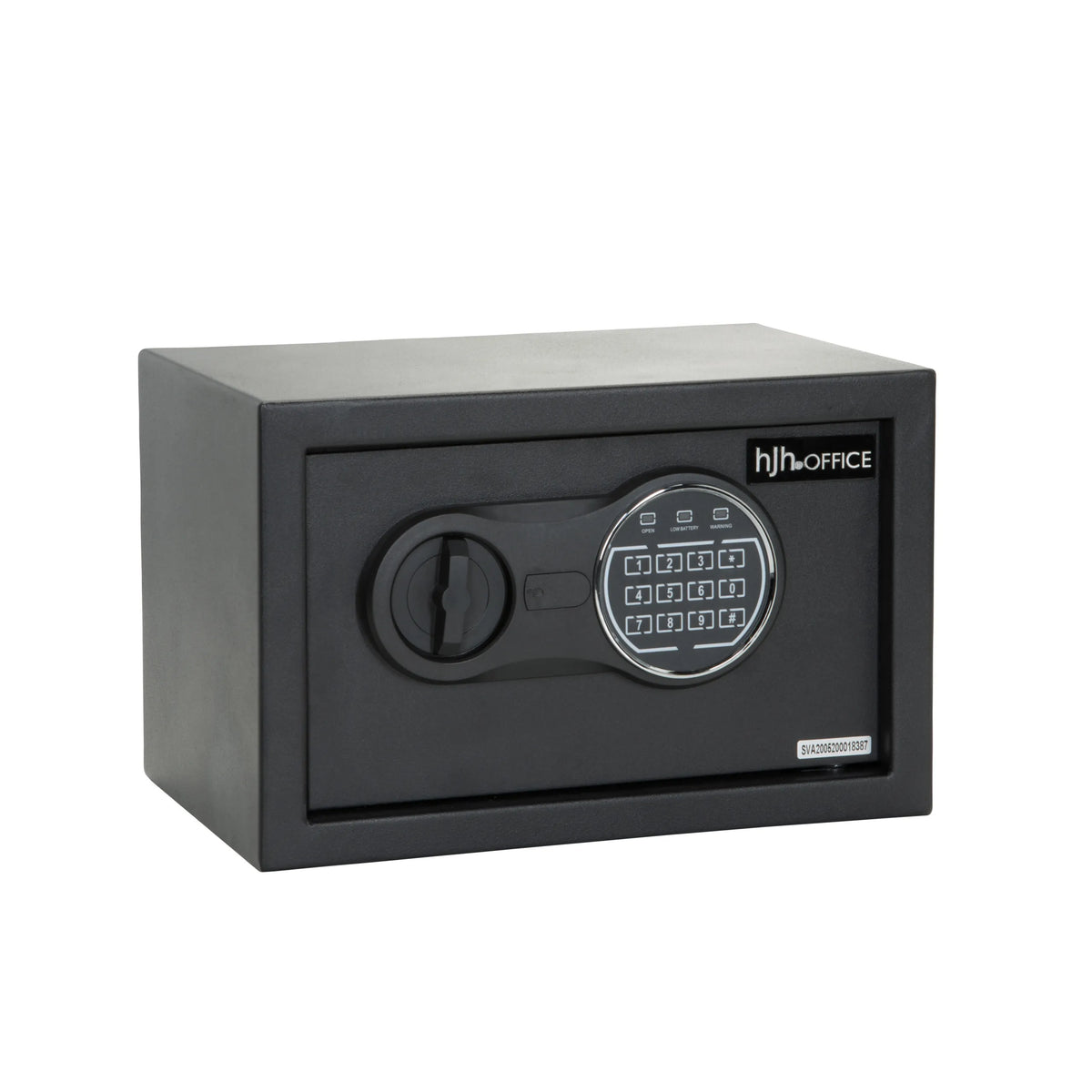 Zwarte Kluis SAFE COMPACT III met cijferslot en draaiknop van hjh OFFICE – 360-gradenweergave (vooraanzicht 0°)