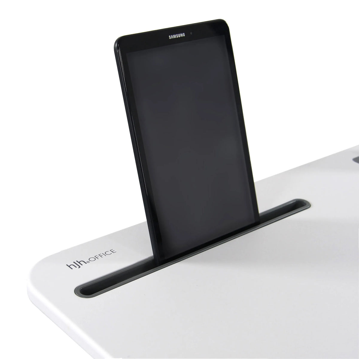 Tablet-houder in het tafelblad van het Zit- Sta bureau STAND VM-SU I van hjh OFFICE