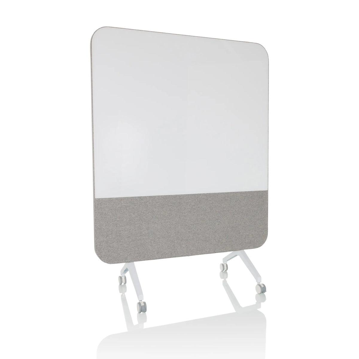 Grijs Whiteboard VISION BOARD met wit schrijfoppervlak en zwenkwielen van hjh OFFICE – 360-gradenweergave (vooraanzicht 15°)