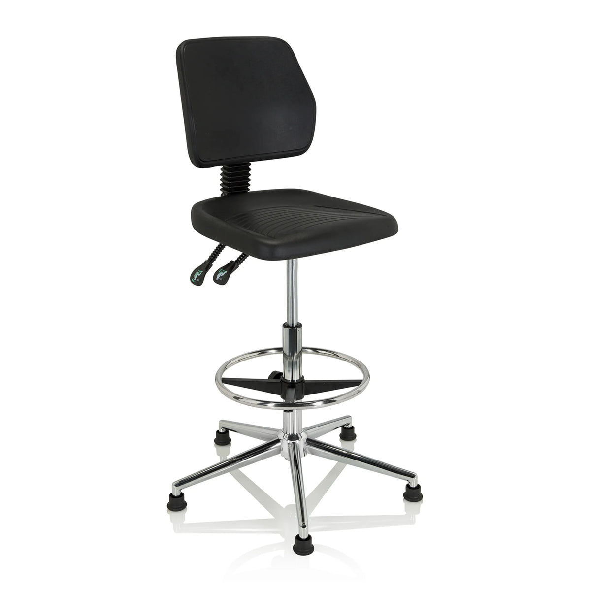 Zwarte Baliestoel TOP WORK 11 I met voetring en stervormig onderstel op glijders van hjh OFFICE