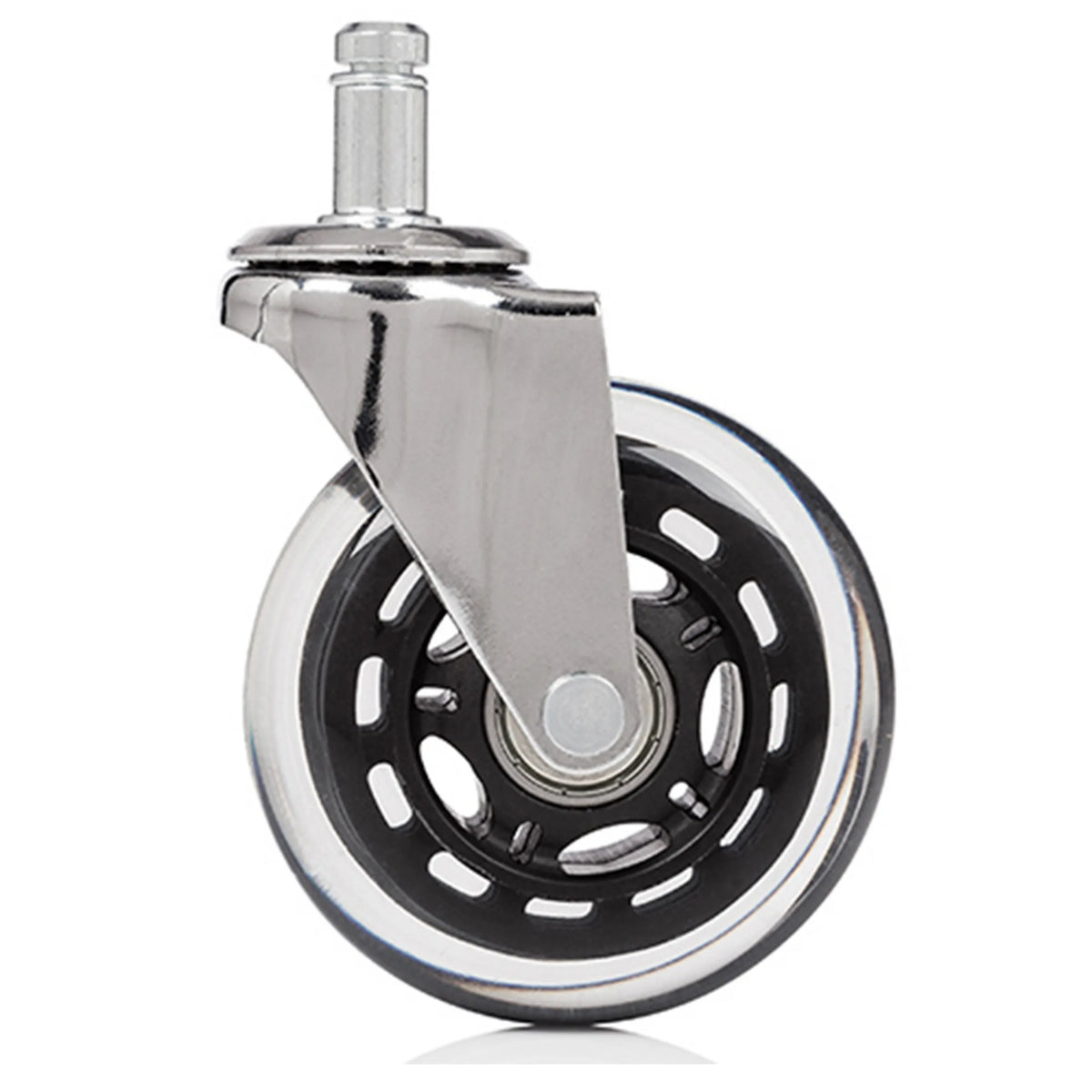Zilverkleurige 5x ROLO SKATE CT 11mm/75mm bureaustoelwielen voor harde vloeren met transparante wielen van hjh OFFICE