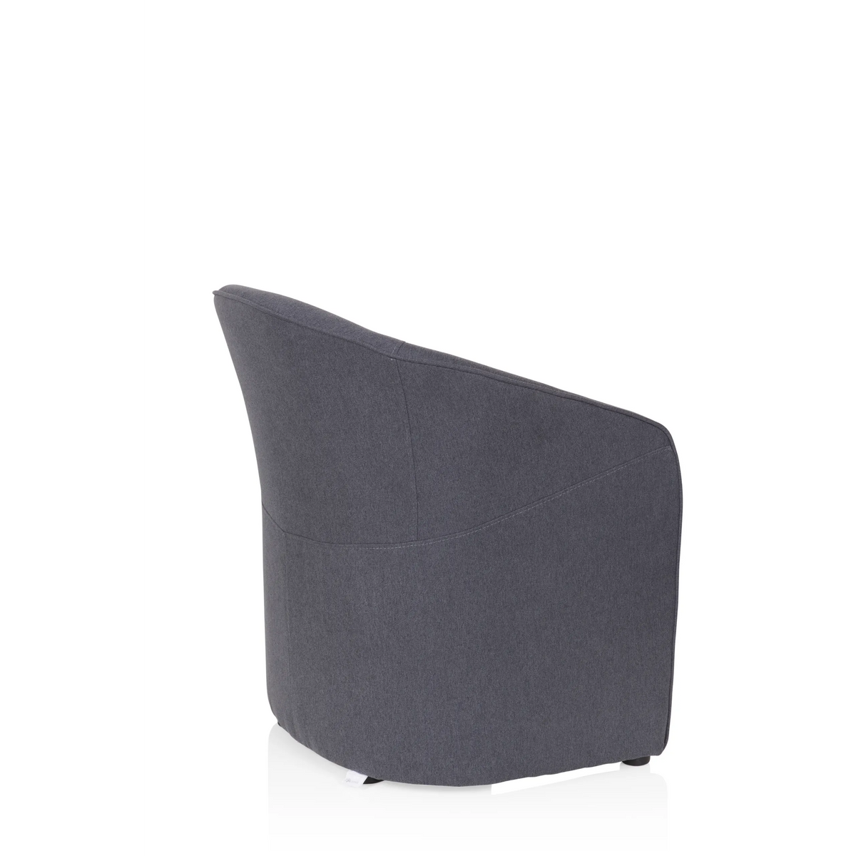 Donkergrijze Gestoffeerde fauteuil SAN JUAN met afgeronde rugleuning en armleuningen van hjh OFFICE – 360-gradenweergave (schuin achteraanzicht 120°)