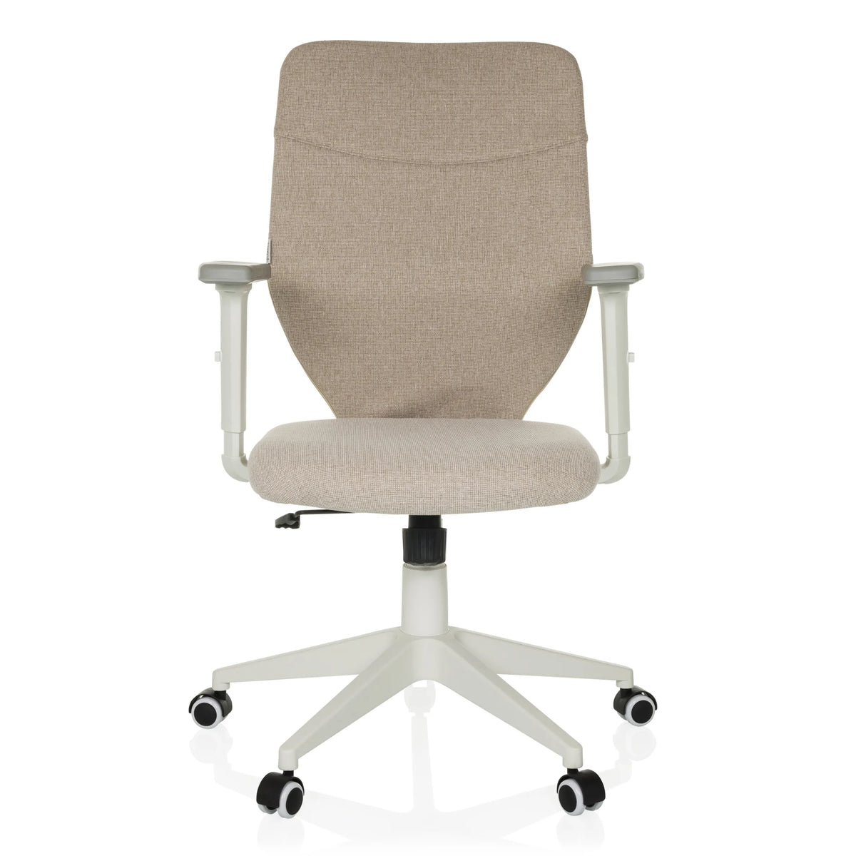 Beige Thuisgebruik bureaustoel COSIO II met armleuningen en vijfpoot met zwenkwielen van hjh OFFICE – 360-gradenweergave (vooraanzicht 0°)