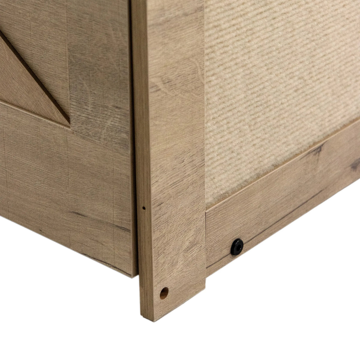 Hoekverbinding met schroef en houtstructuur van het Kattenhuis KITTY PAWBOX 1 in eiken van hjh LIVING