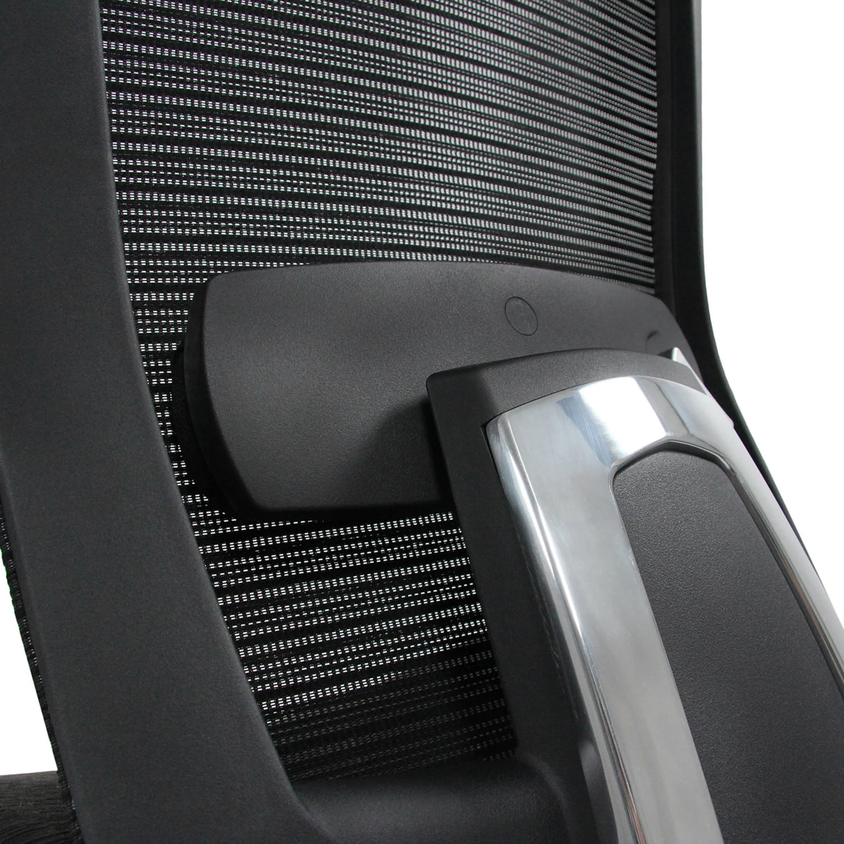 Armleuning met chroom element en netrugleuning van de High end bureaustoel NOVA PRO ALU van hjh OFFICE
