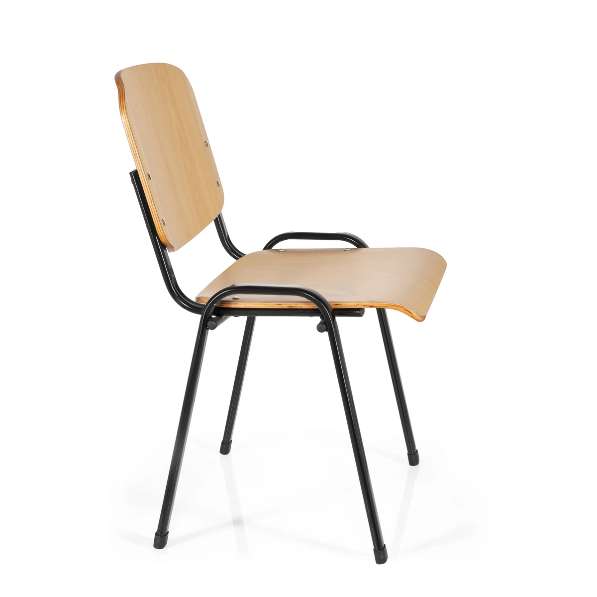 Vierpotige stoel XT 600 SW H met zitting en rugleuning van beukenhout en een zwart frame van hjh OFFICE – 360-gradenweergave (zijaanzicht 80°)