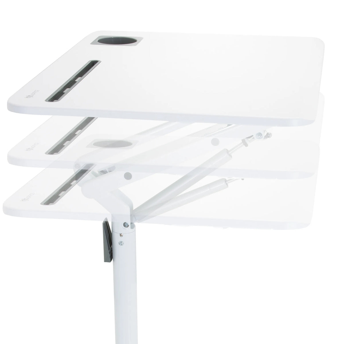 Hoogteverstelbaar mechanisme van het witte tafelblad van het STAND VM-SU I zit-sta bureau van hjh OFFICE