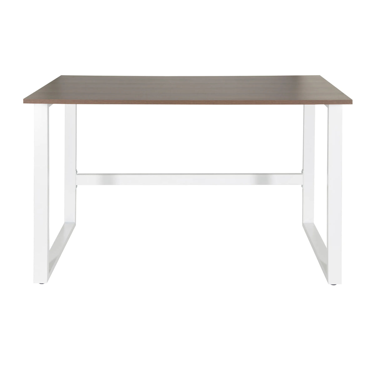 Bureau WORKSPACE LIGHT I in walnoot en wit met U-vormige poten van hjh OFFICE – 360-gradenweergave (vooraanzicht 0°)
