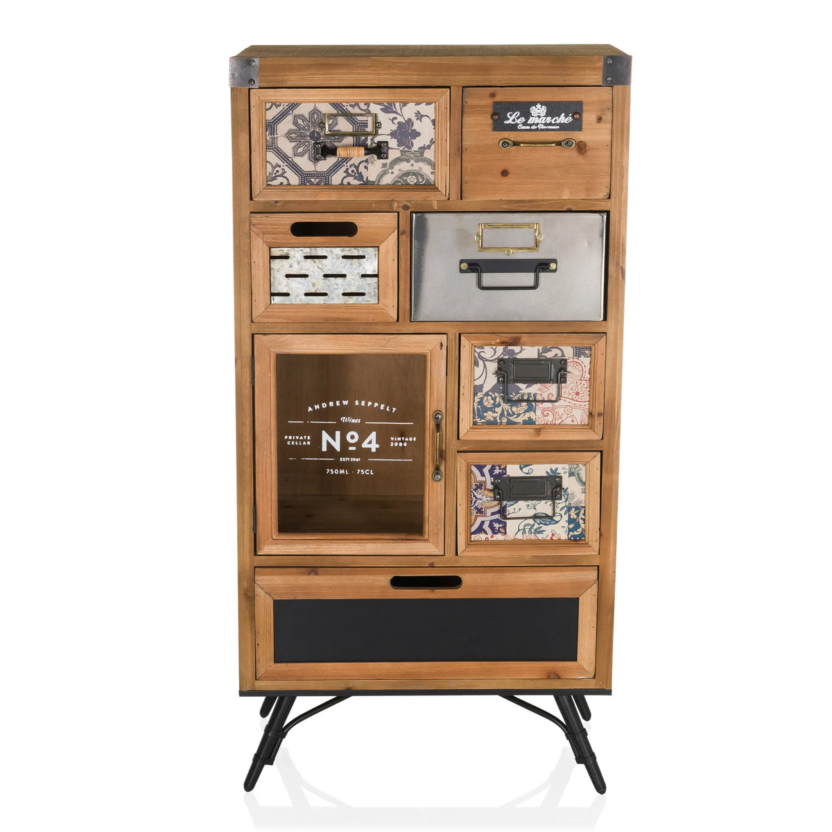 Dressoir CONTINENTO S in houtkleuren met verschillende laden en metalen accenten van hjh LIVING
