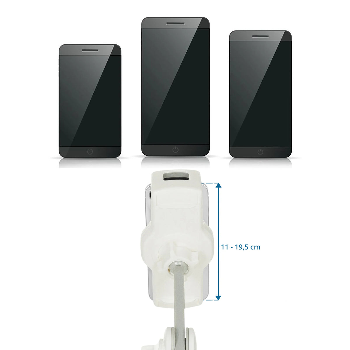 Verstelbare houder van de Houder voor mobiele telefoon & tablet COMFILAP II met maatvoering 11 - 19,5 cm van hjh OFFICE