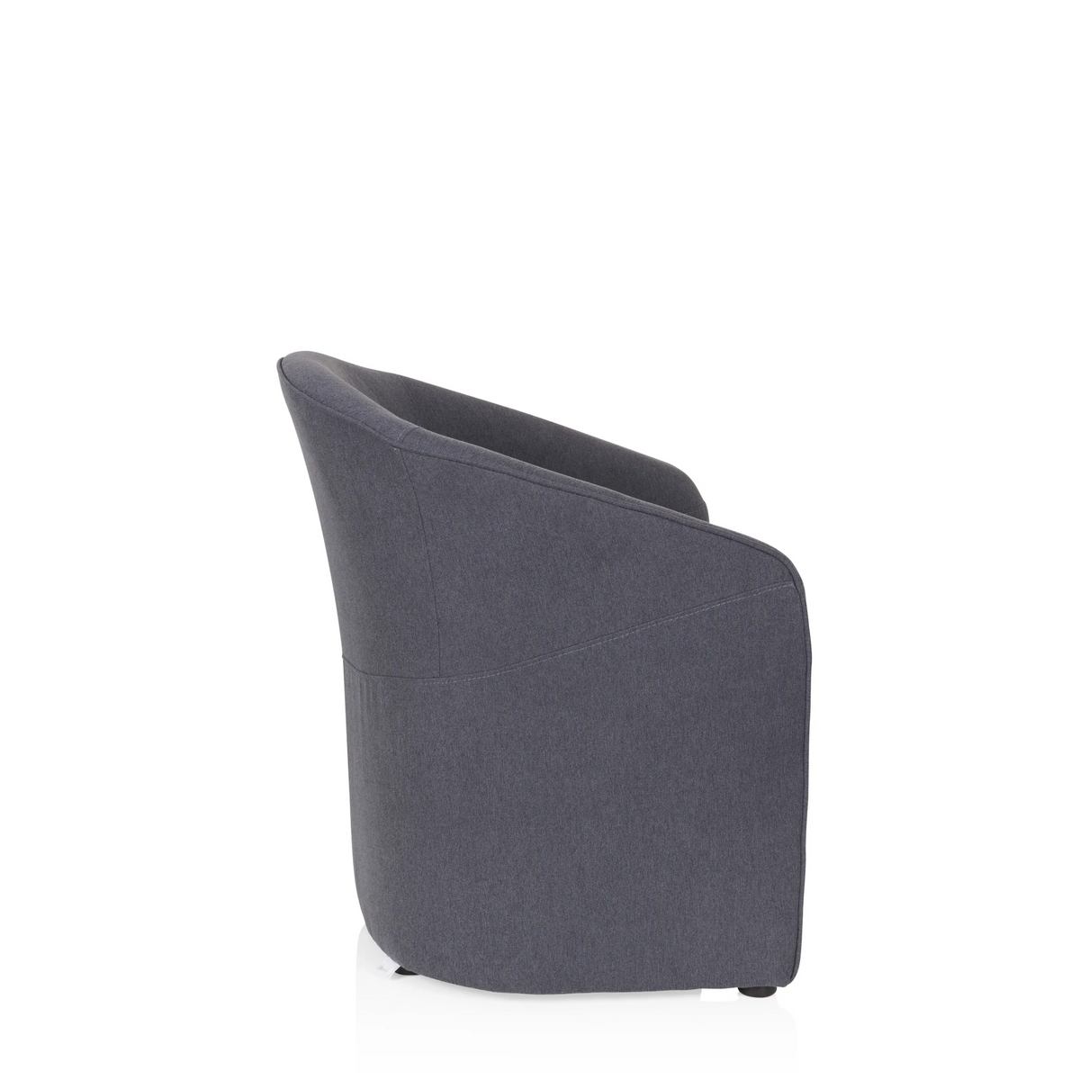 Donkergrijze Gestoffeerde fauteuil SAN JUAN met afgeronde rugleuning en armleuningen van hjh OFFICE – 360-gradenweergave (zijaanzicht 100°)