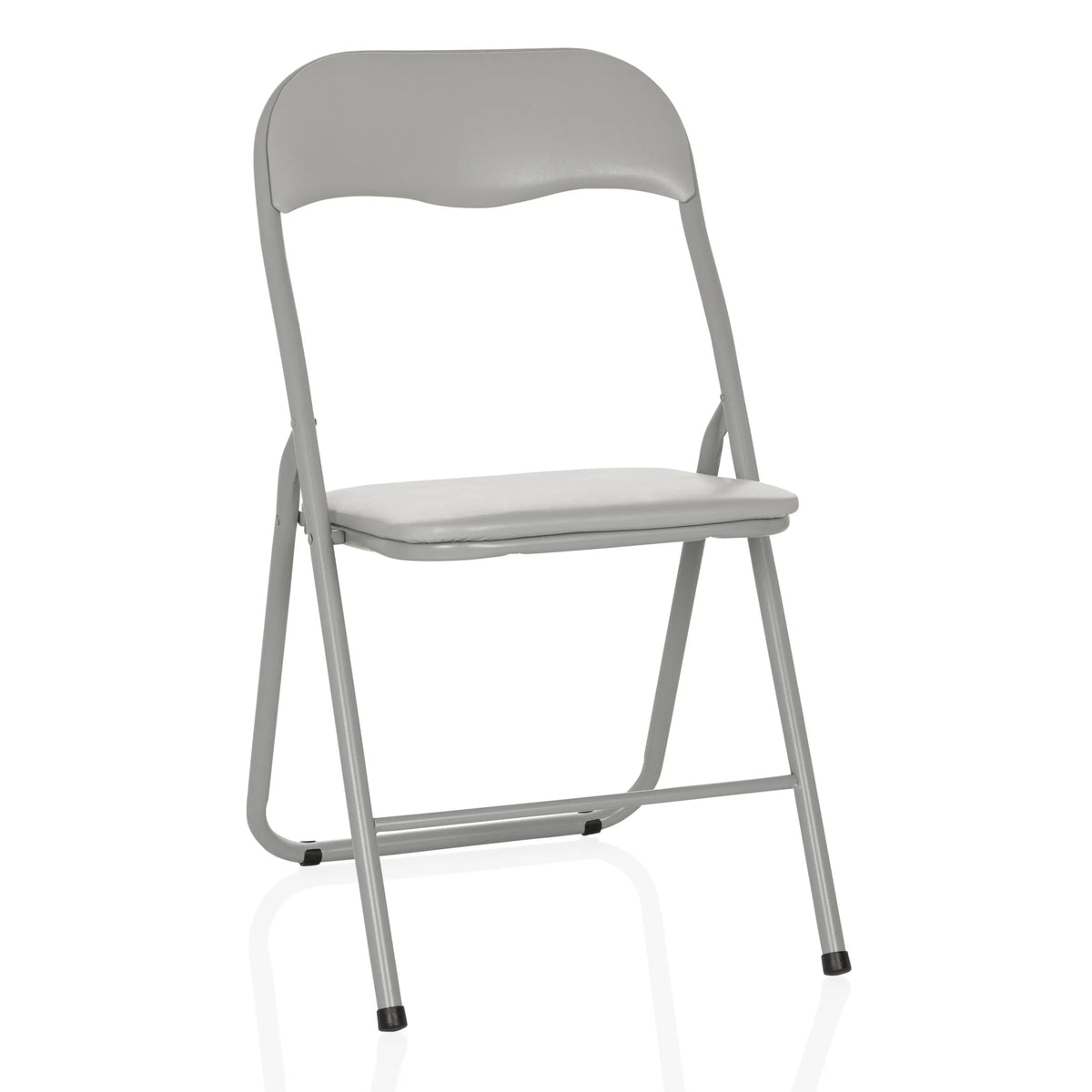 Grijze klapstoel TUDELA BASIC met gevoerde zitting en rugleuning van hjh OFFICE – 360-gradenweergave (vooraanzicht 15°)