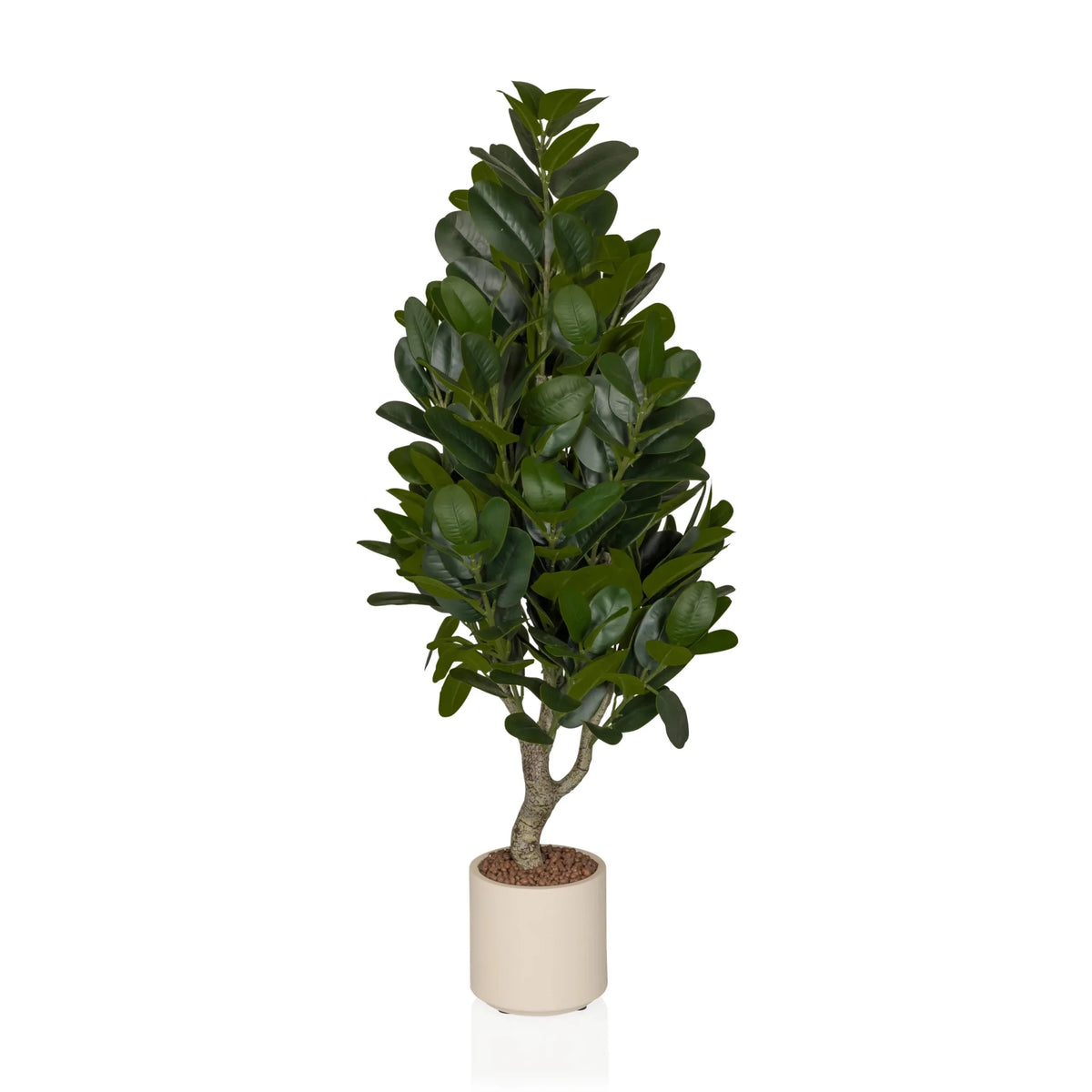 Kunstplant Garcinia met groene bladeren in een crèmekleurige pot van hjh OFFICE