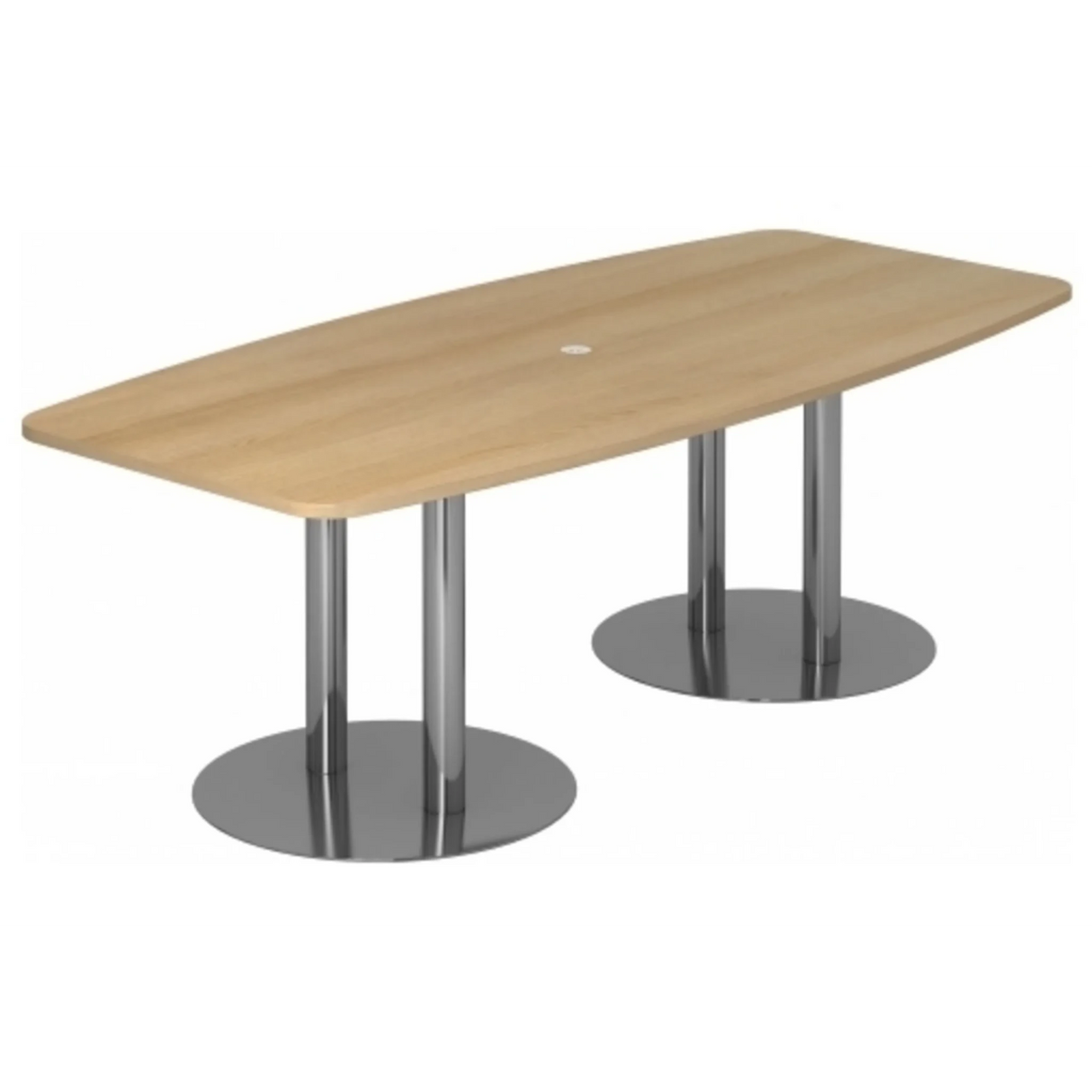 Conferentietafel KARAT S 22 C met ovaal eikenhouten blad en twee verchroomde zuulpoten van hjh OFFICE PRO