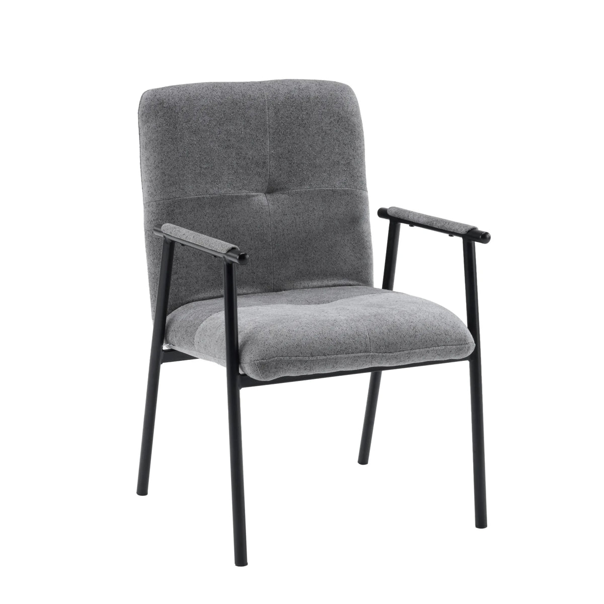 Grijze gestoffeerde fauteuil Lifea Flex met zwart metalen frame en armleuningen van hjh LIVING