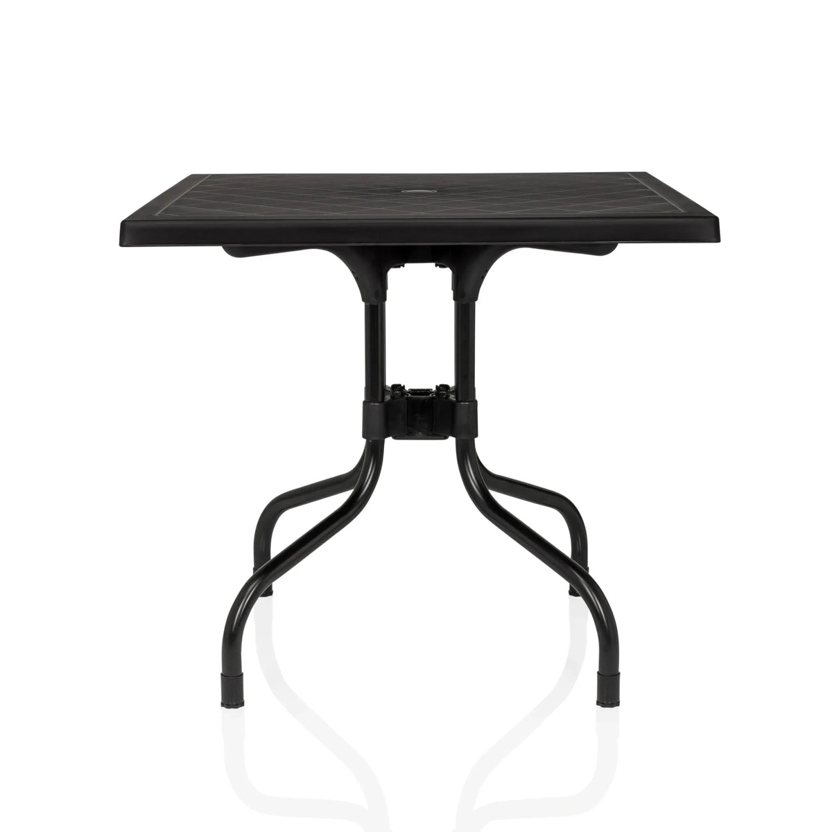 Zwarte Klaptafel TRAVANO T1 met vierkant blad en gebogen onderstel van hjh LIVING