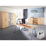 Moderne kantoorset BETA 4980 met bureau, bureaustoel en kasten in grijs en houtoptiek van hjh OFFICE PRO
