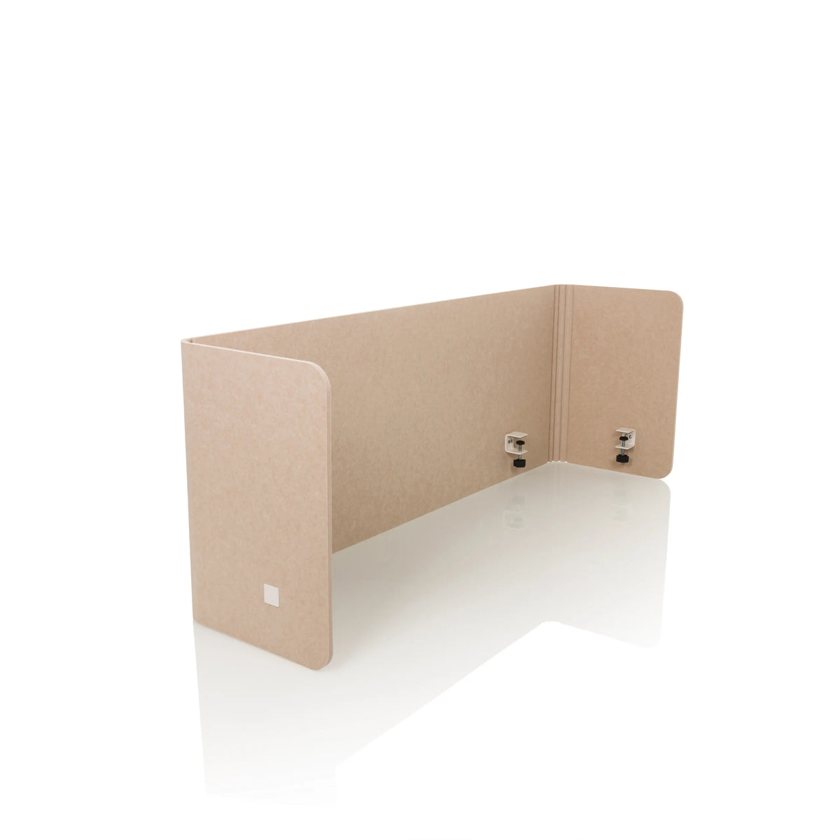 Beige Tafelverdeler FLEXMIUT U met zijvleugels en vier bevestigingsklemmen van hjh OFFICE – 360-gradenweergave (schuin vooraanzicht 45°)