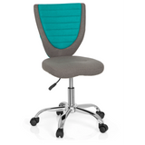 Grijs-turquoise Kinder bureaustoel KIDDY COMFORT met kruisvoet en vijf zwenkwielen van hjh OFFICE – 360-gradenweergave (vooraanzicht 20°)