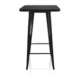 Zwarte Bartafel VANTAGGIO HIGH T met vierkant blad en twee dwarsstangen van hjh OFFICE – 360-gradenweergave (vooraanzicht 0°)