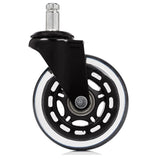 Zwart-transparante bureaustoelwielen 5x ROLO SKATE ST 11mm/75mm voor harde vloeren met metalen pen van hjh OFFICE