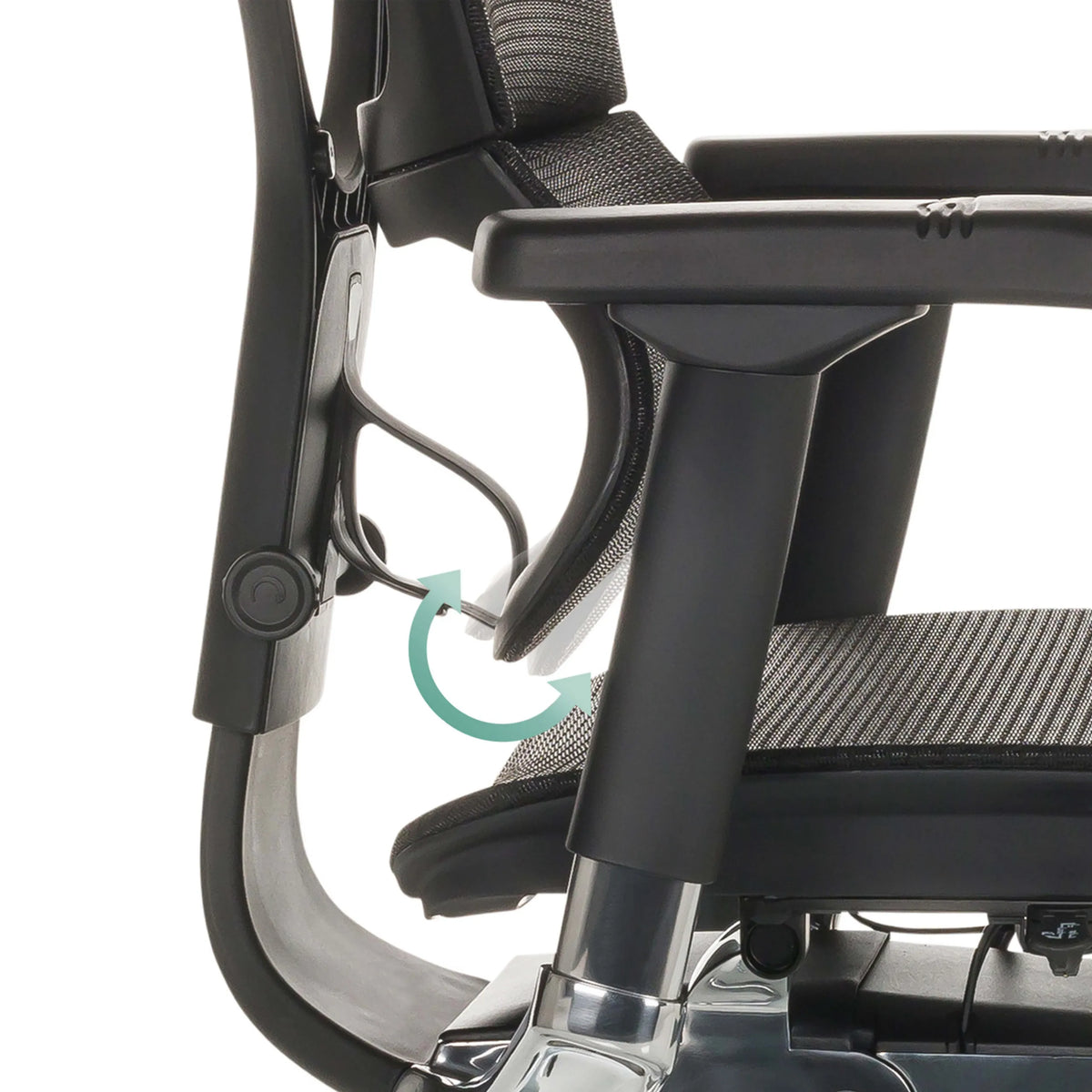 Verstelmechanisme van de armleuning van de luxe directiestoel ERGOHUMAN SLIM GEN2 in zwart van hjh OFFICE