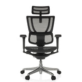 Zwarte Luxe directiestoel ERGOHUMAN SLIM ULTRA GEN2 met netrugleuning en vijfpoot met wieltjes van hjh OFFICE – 360-gradenweergave (vooraanzicht 0°)