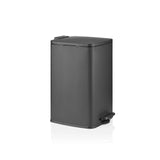 Zwarte prullenbak Clean Step 3 met deksel en voetpedaal van hjh OFFICE – 360-gradenweergave (schuin vooraanzicht 60°)