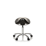 Zwarte Zadelkruk ORTHO SIT met voetkruis en vijf zwenkwielen van hjh OFFICE – 360-gradenweergave (vooraanzicht 0°)