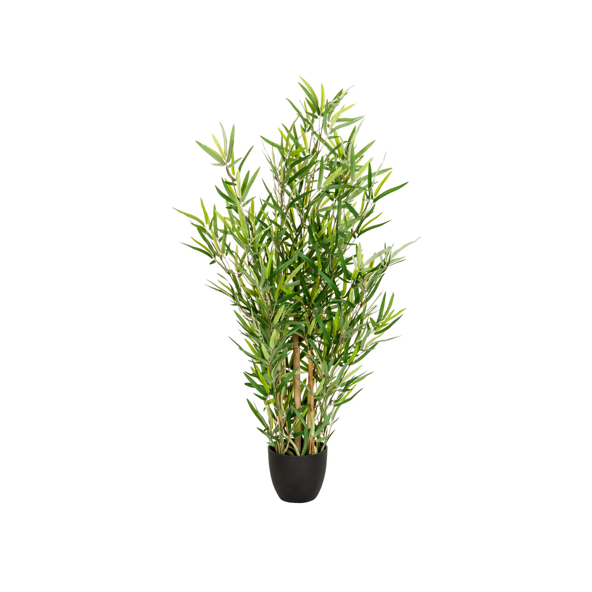 Groene Kunstplant MINI BAMBUS in een eenvoudige zwarte pot van hjh OFFICE – 360-gradenweergave (vooraanzicht 0°)