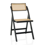 Zwarte Klapstoel TUDELA BAMBOO met bruine Weense vlechtzitting en -rugleuning van hjh LIVING – 360-gradenweergave (vooraanzicht 15°)