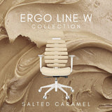 Professionele bureaustoel ERGO LINE W in de kleur Salted Caramel met wit frame en wieltjes van hjh OFFICE