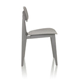 Grijze Outdoor stoel ARTIFO HOL met geperforeerde rugleuning en zitting van hjh OFFICE – 360-gradenweergave (zijaanzicht 90°)