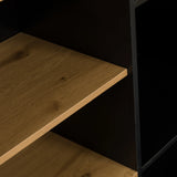 Plank in eikenlook in de zwarte Kantoorkast AMIO H van hjh LIVING