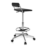 Zwarte Draaikruk TOP WORK 28 met voetring en vijfpoot met wieltjes van hjh OFFICE – 360-gradenweergave (schuin achteraanzicht 120°)