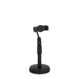 Zwarte Houder voor mobiele telefoon & tablet FLEXMOBI II met ronde voet en verstelbare arm van hjh OFFICE