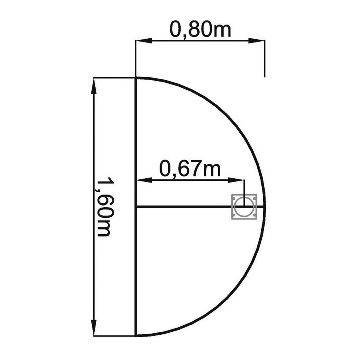 Technische tekening van de QA60 / QA80 / QA160 zijtafel van 1,60 x 0,80 m van hjh OFFICE PRO