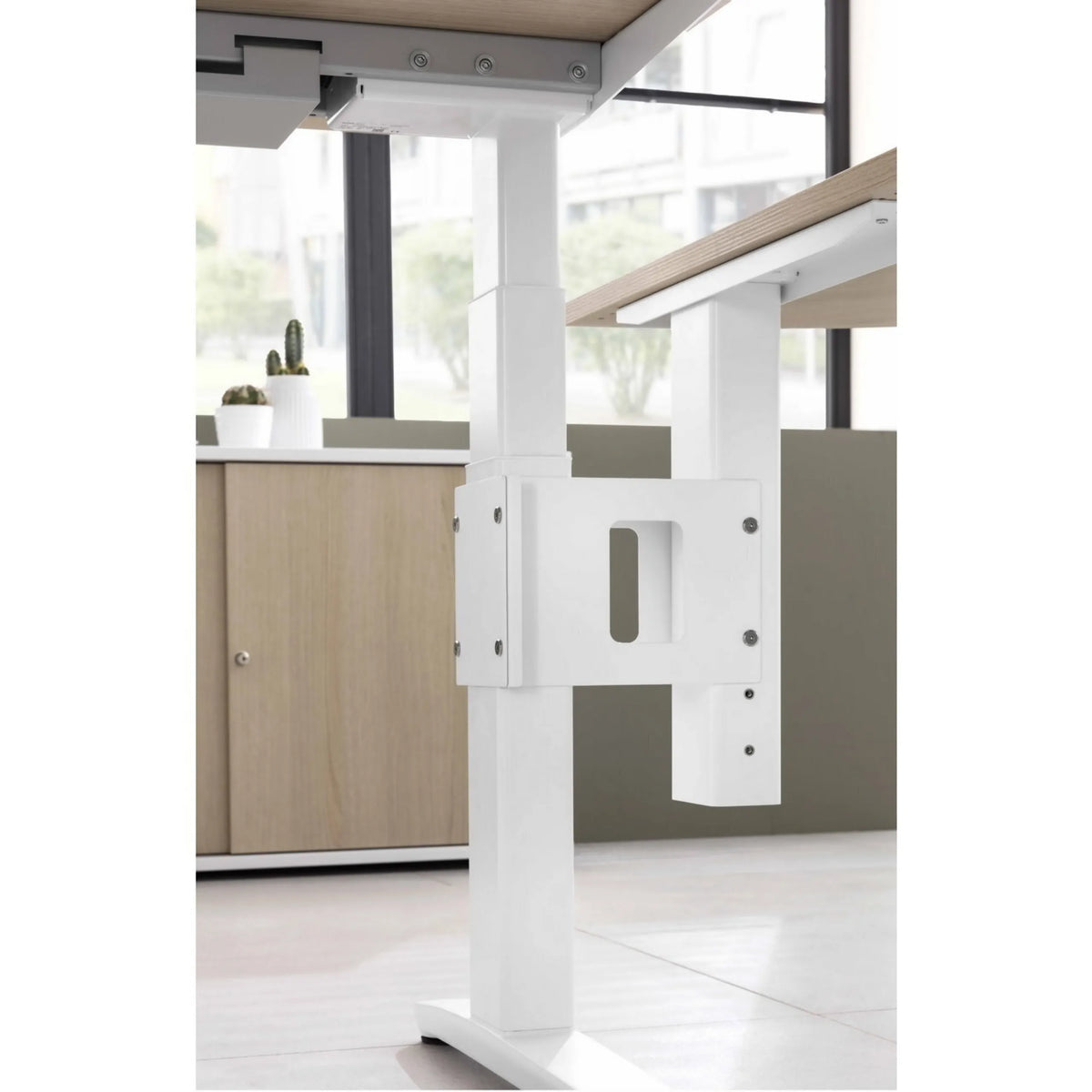 Witte console met steunvoet van de aanbouwplaat LA92 C van hjh OFFICE PRO